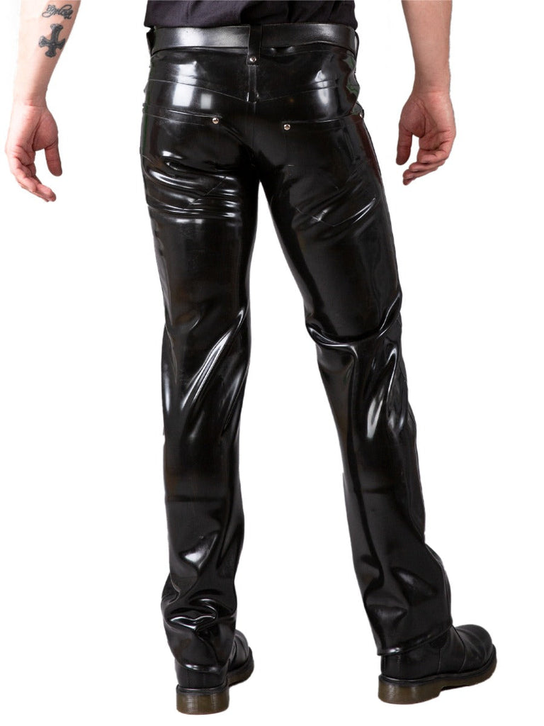 Mens Two Way Zip Latex Jeans Trousers Honourclothing